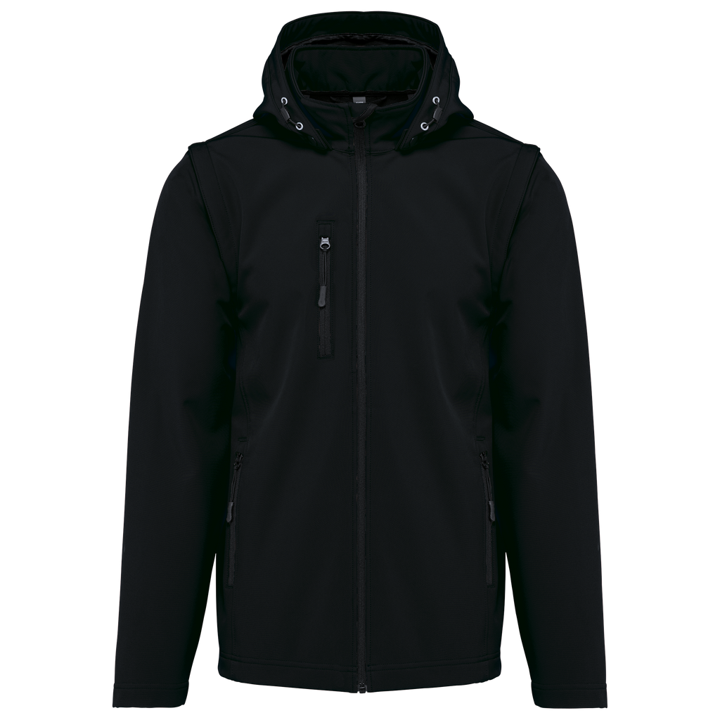 Veste Softshell 3 couches à capuche avec manches amovibles unisexe