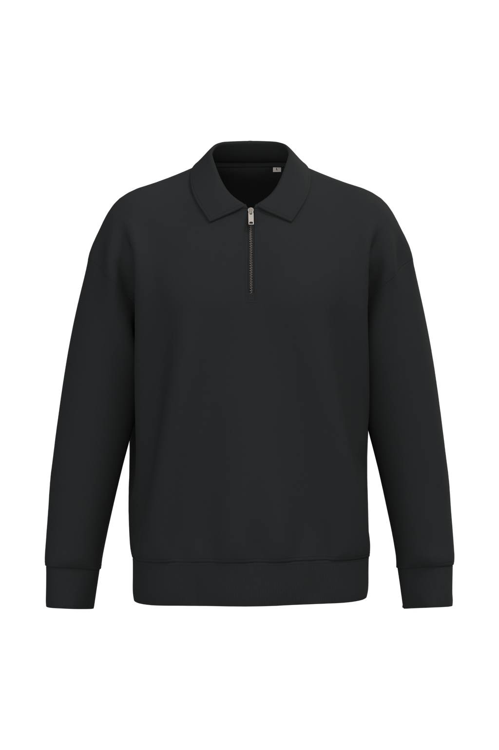 Sweat-shirt écoresponsable quart zip col polo à épaules tombantes unisexe