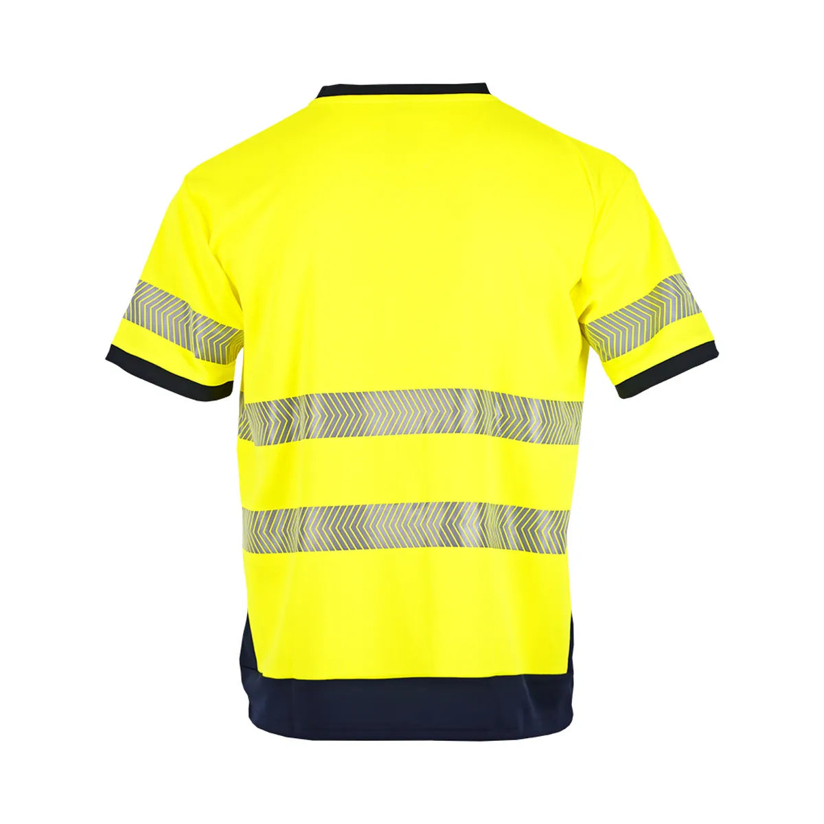 T-shirt de travail haute visibilité manches courtes léger et anti-UV – coloris Jaune fluo/Marine – vue de dos